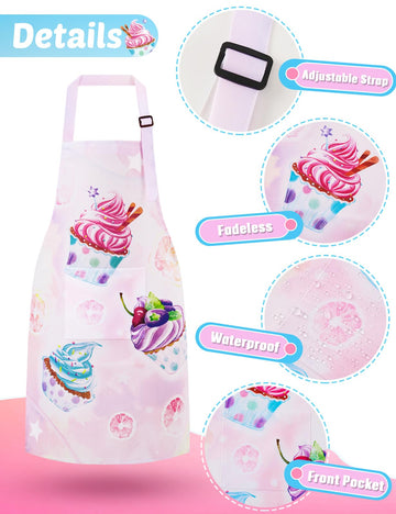 Wernnsai Toddler Girls Aprons - Cupcake Kids Aprons For Girls Toddler Paint Art Smock Waterproof Cooking Baking Painting Gardening Artist Chef Apron For Kids Age 6-10 Years