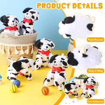 Hungdao 8-Pack Plush Dalmatian Stuffed Animals, 4.8 Inch, Black & White, Party Favors, Carnival Prizes, Keychain, Birthday Gifts