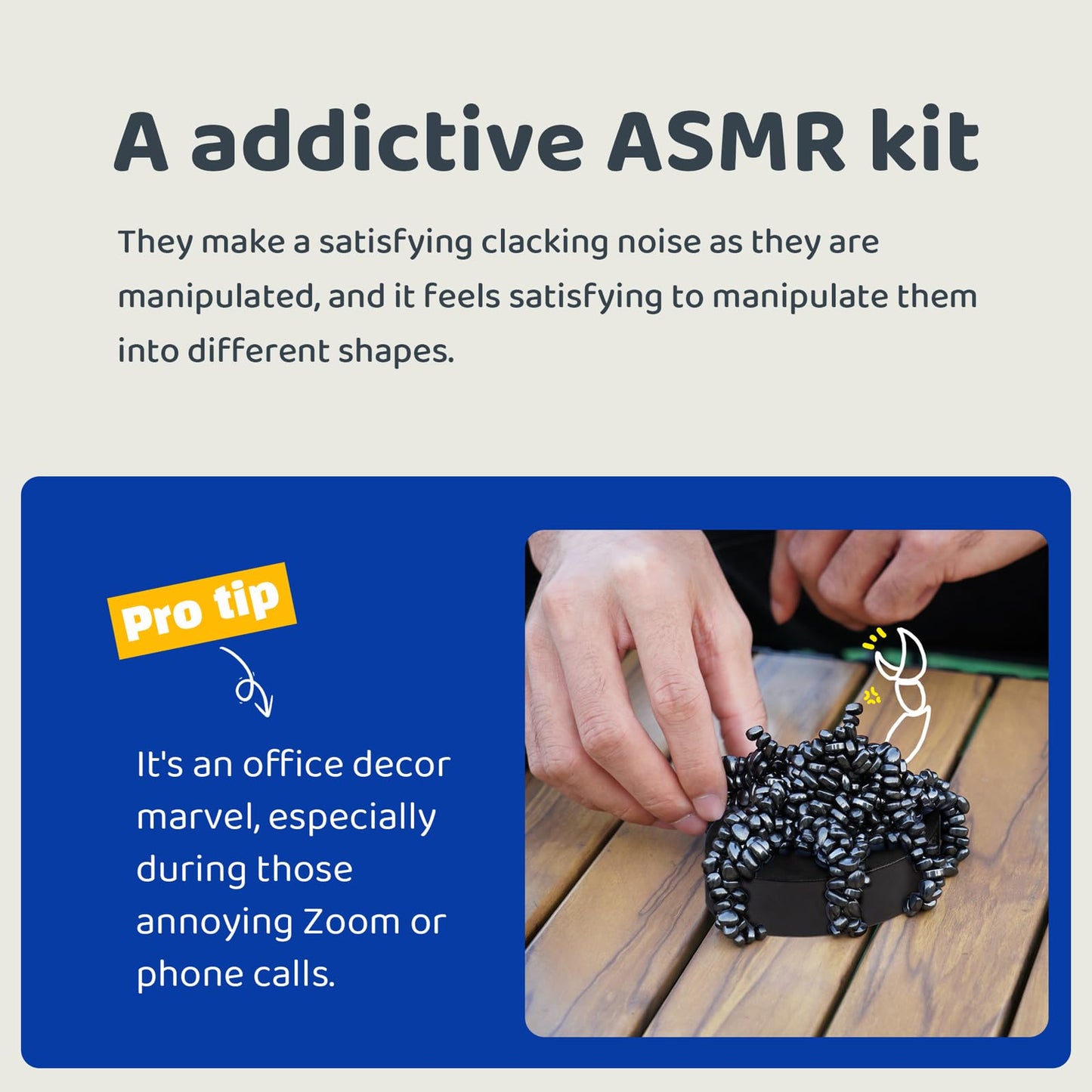 LiKee Easy-Shape Ferrite Putty Magnetic Fidget Toys for Men Women mature-themed Stress Relief Include Strong Magnet Base & 500+ Black Pebbles Captivating Desk Decoration Thoughtful Colleague Gifts (Black)