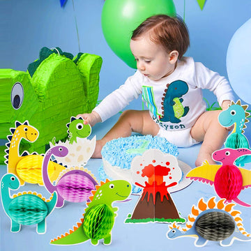 Mocoosy 12 Pieces Dinosaur Party Honeycomb Centerpieces Table Decorations, Dinosaur Birthday Party Supplies Paper Center Piece T