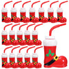 Hoolerry 24 Pack Christmas Santa Boot Cups with Lids and Straws Bulk 10 oz Santa Elf Boot Plastic Cups for Kids Novelty Party Su