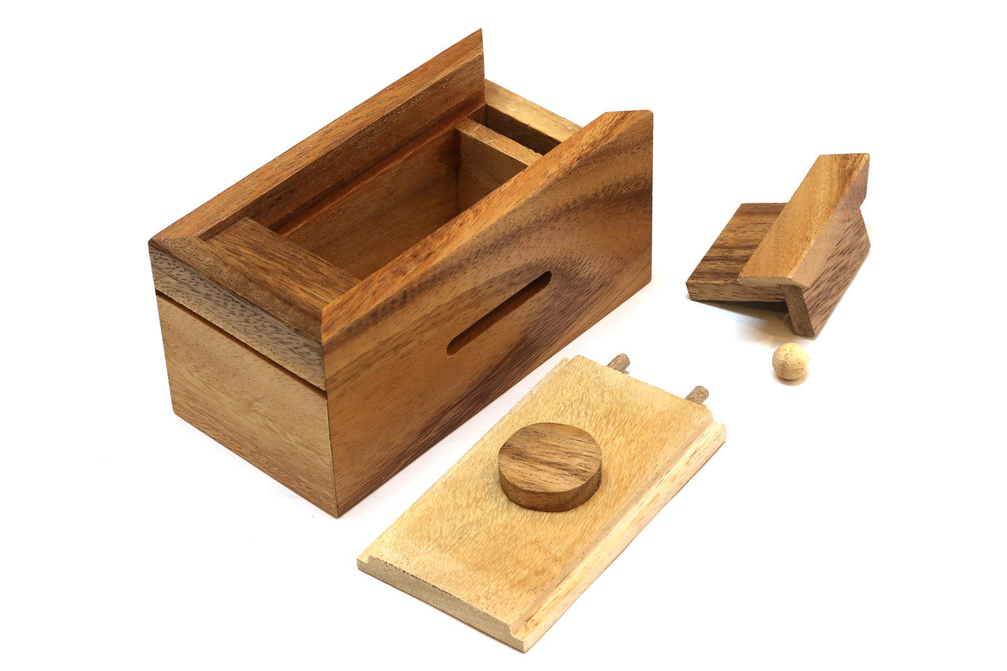 Treasure Chest: Triple Puzzle Lock Box Game For Teenagers & Kids: Magic Money/Small Trinket/Gift Card Holder - Wooden Secret Com