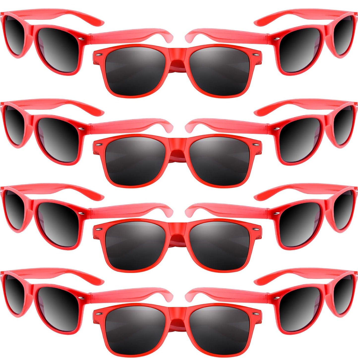 Miahart 12 Pack Kids Party Sunglasses Bulk Summer Party Favors Retro Glasses For Boys And Girls Birthday Party Supplies, Red