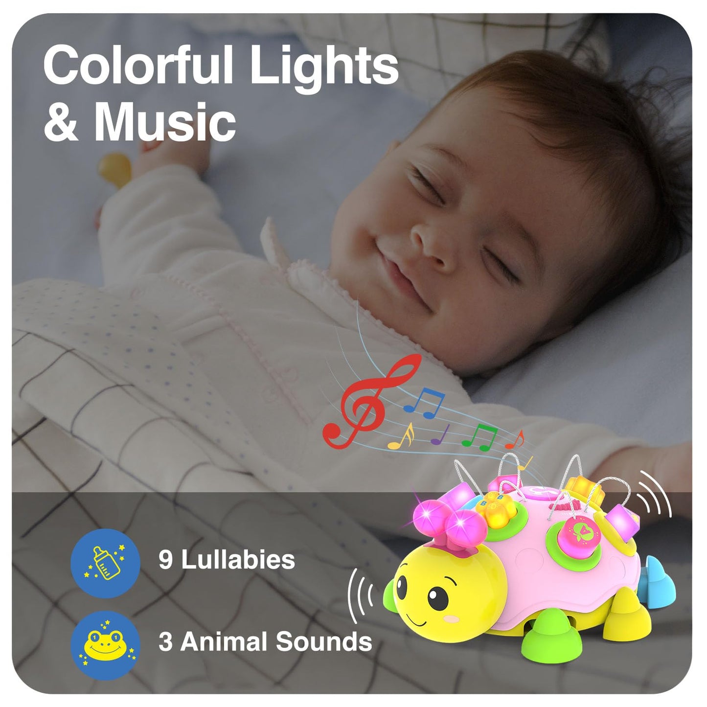 Baby Musical Ladybug Crawling Toys,Baby Toys 6-12 Months With Light-Up Music, Early Educational Learning Montessori Toys, Infant