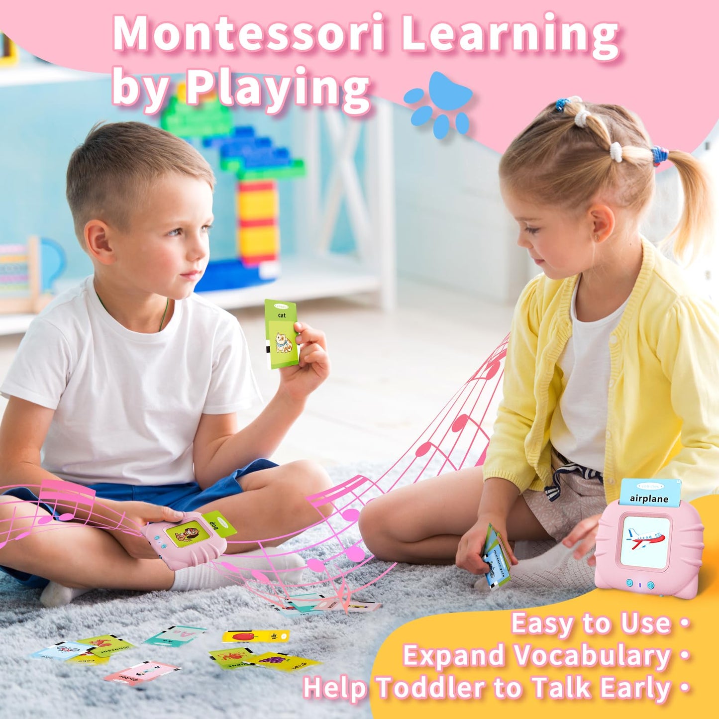 Aullsaty Toddler Toys Talking Flash Cards For 1 2 3 4 5 6 Year Old Boys And Girls, Autism Sensory Toys For Autistic Children, Le