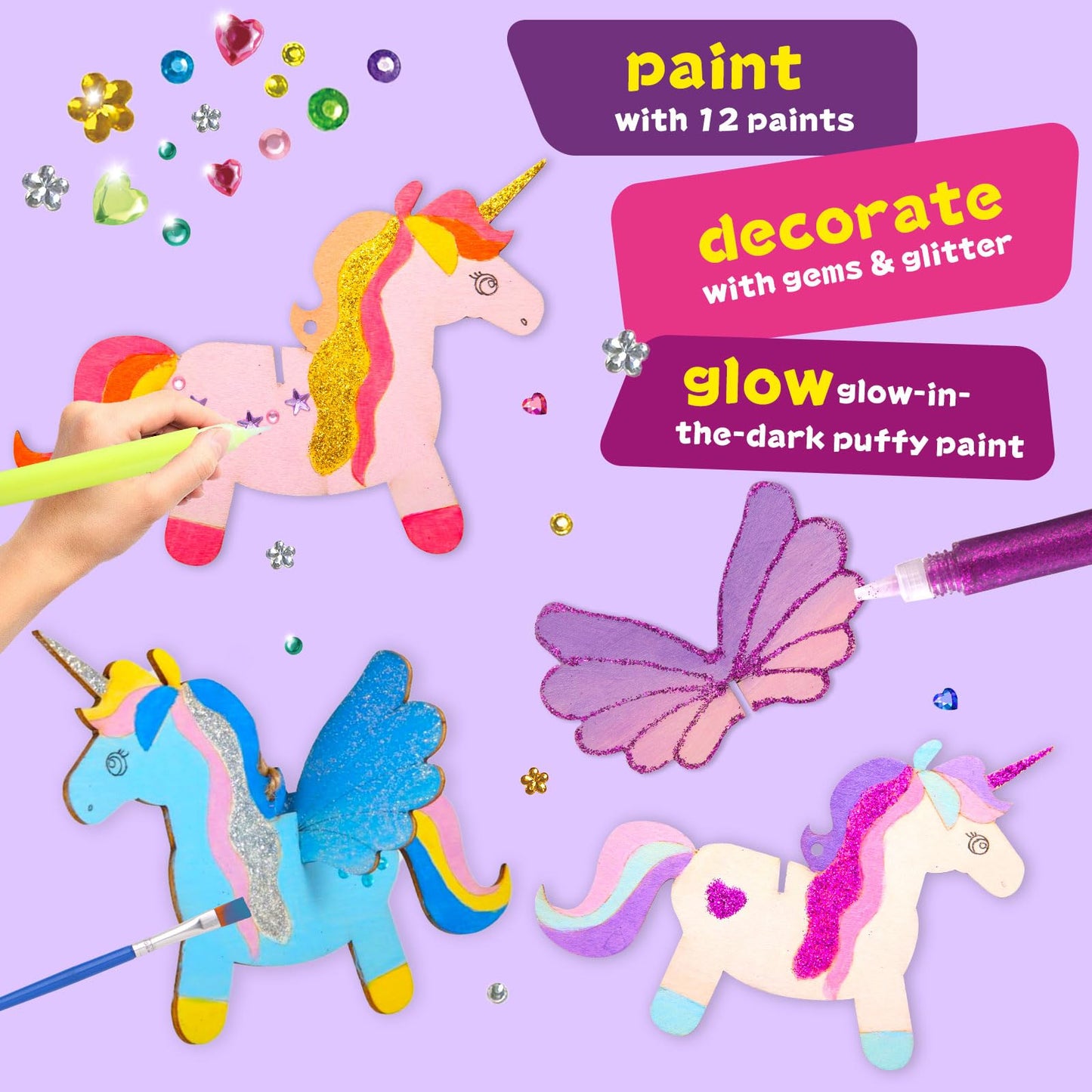 Yrinfay Glow In The Dark Unicorn Painting Kit - Arts And Crafts Easter Gifts For Kids 4-8 8-12 - Creative Cool Art Toys For Boys