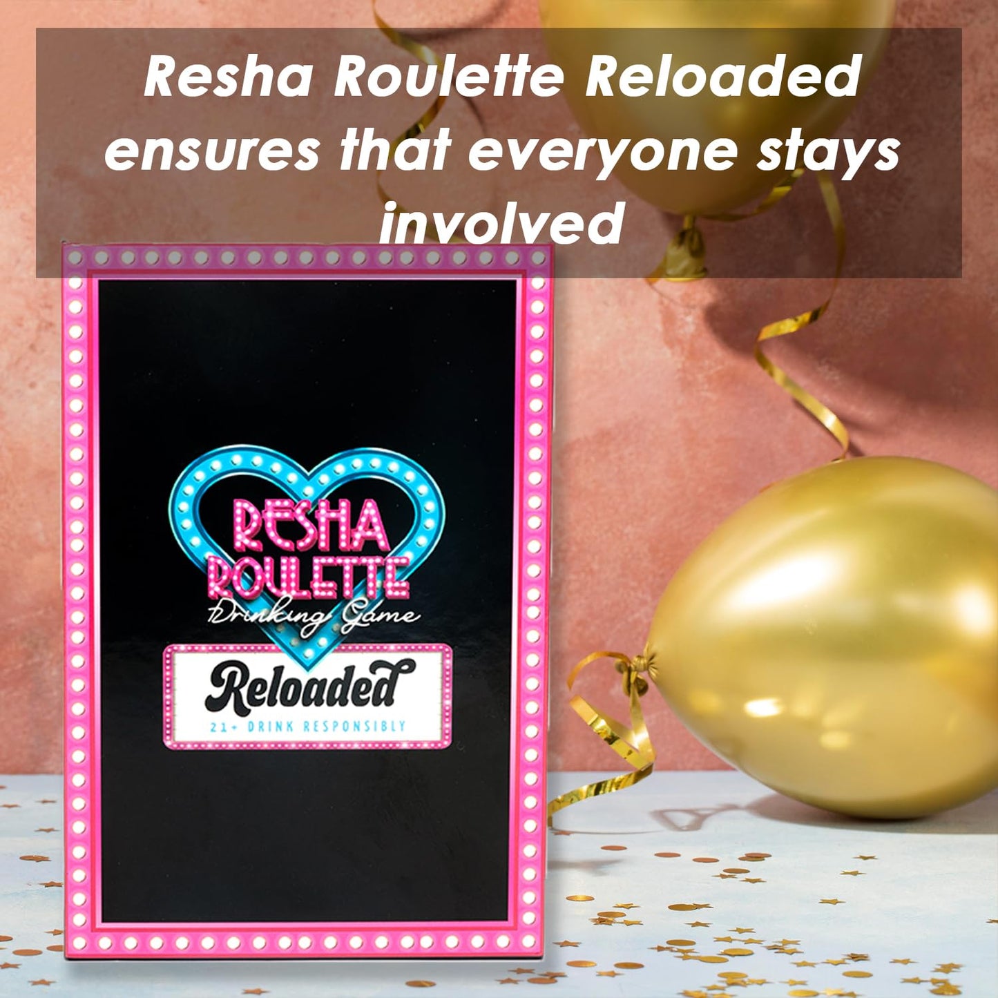 Caresha Please Resha Roulette Drinking Game - 21+ Card Game Set with Spinner, Dare Cards & Play Money for Adult Party Nights