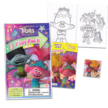 DreamWorks Trolls Mini Party Favors Set for Kids - Bundle with 24 Mini Trolls Grab n Go Play Packs with Coloring Pages and More