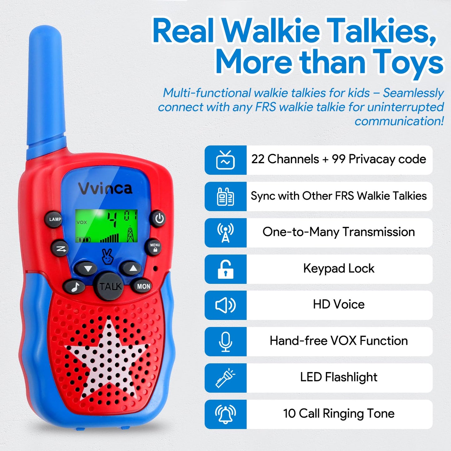 Vvinca Walkie Talkies For Kids Rechargeable, Spider Toys For Ages 3 4 5 6 7 8 9 10 Boys Girls Christmas Birthday Gifts For 3-12