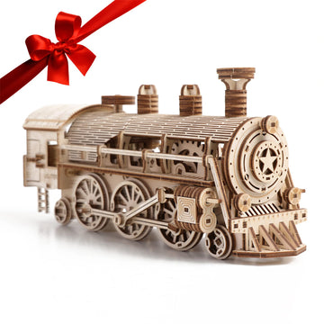 Uguter 3D Wooden Puzzles Train Locomotive Diy Gear Drive Mechanical Model Brain Teaser Games Stunning Gifts For Adults And Teens