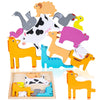 Lovestown Wooden Stacking Puzzles For Kids, Farm Animal Chunky Jigsaw, Educational Learning Toy, 12 Pcs