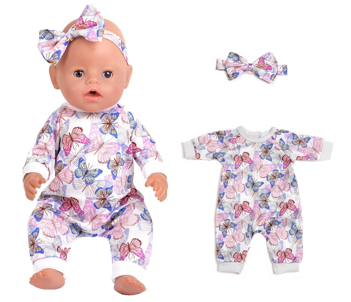 Sweet Dolly 5 Sets Baby Doll Accessories Baby Doll Clothes And Headbands Doll Pajamas For 15 Inch Doll To 18 Inch Doll, 10 Pcs In Total Doll Clothes And Accessories, White