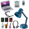 12Pcs Dollhouse Miniature Laptop Computer Tablet Phone Lamp Book Glasses Coffee Headset Simulation Accessories 1/12 1/6 Toy Pad