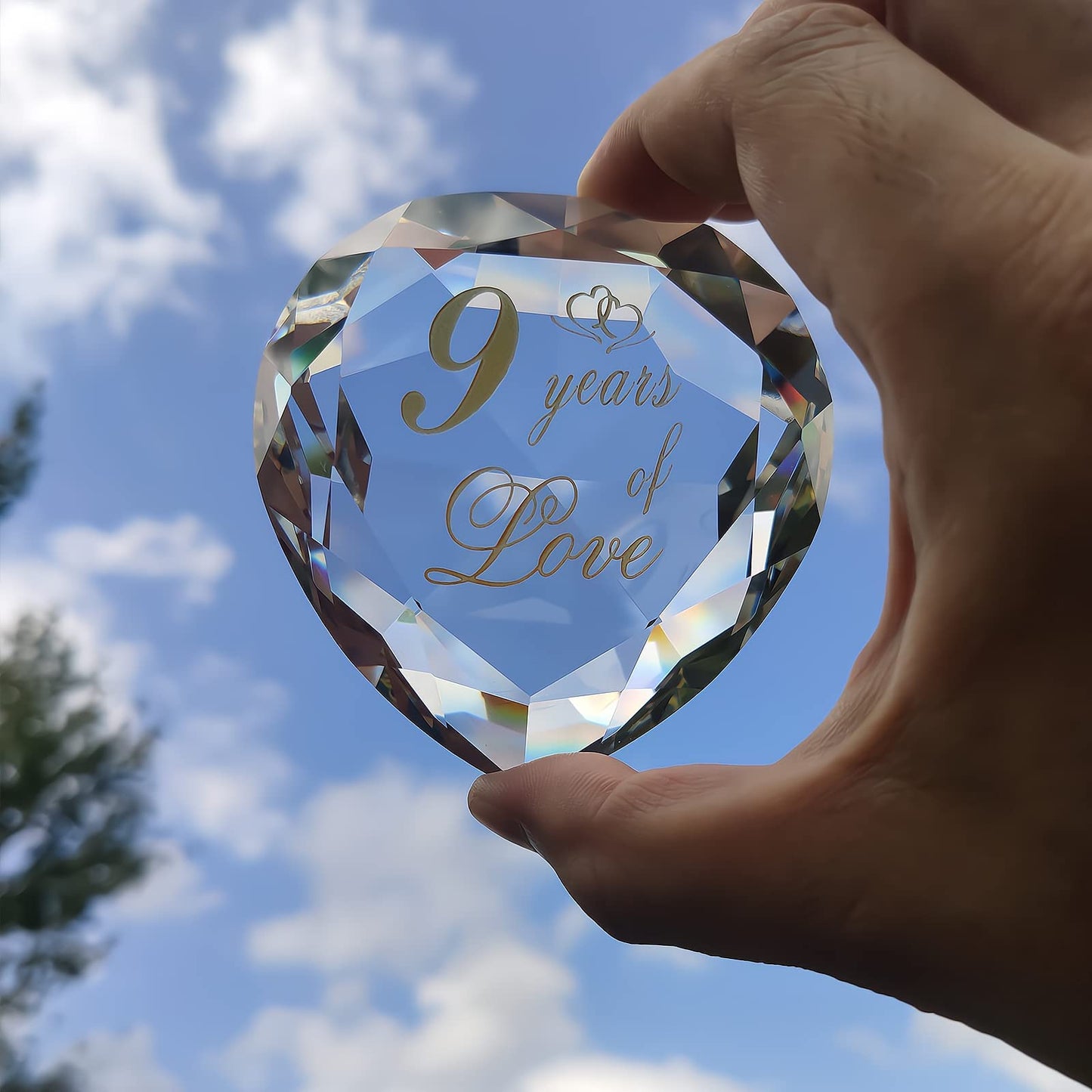 9 Year Anniversary Crystal Gifts For Husband Wife Boyfriend Or Girlfriend, Cute 9Th Wedding Anniversary Valentines Day Romantic Gifts For Her Him Funny 9 Year Anniversary Marriage Presents For Couple