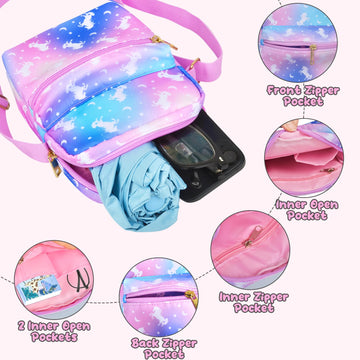 Girls Crossbody Purses For Kids Age 4-12 Purse For Little Girl Small Messenger Bag Cute Shoulder Bag Christmas Gifts Starry Unic