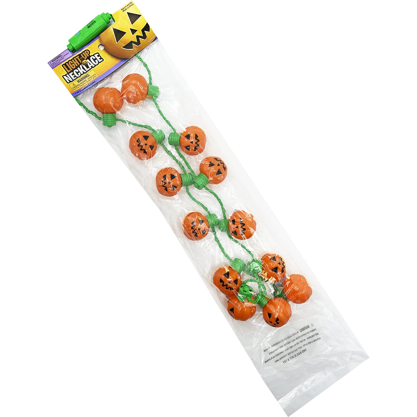 The Dreidel Company Halloween Necklace Light-Up Colorful Necklace, Costume Accessory, Spooky Party Favor, 25' Necklace (Spooky Pumpkin Necklace, Single)