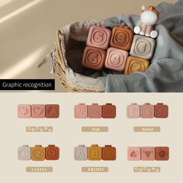 Nueplay 7 Pcs Soft Building Blocks, Montessori Sensory Stacking Squeeze Toys With Horse Figure, Early Educational Toy For 6 12 18 Months Baby Toddler Boys Girls