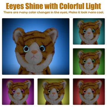 Smalody Interactive Electronic Plush Toy - Upgrade With Led Light Eyes Animated Sound Control Electronic Pet, Robot Cat Kitten Toys Gifts For Boys & Girls Kids Birthday Christmas (Yellow)