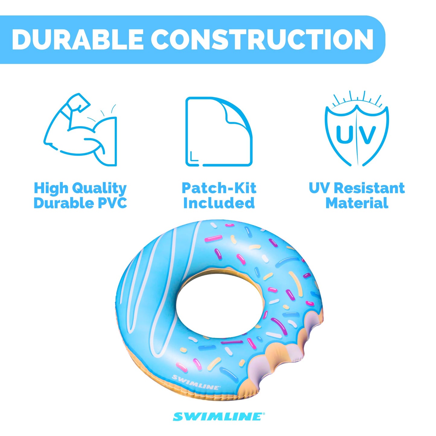 Swimline Donut Inflatable Pool Ring (Blue)