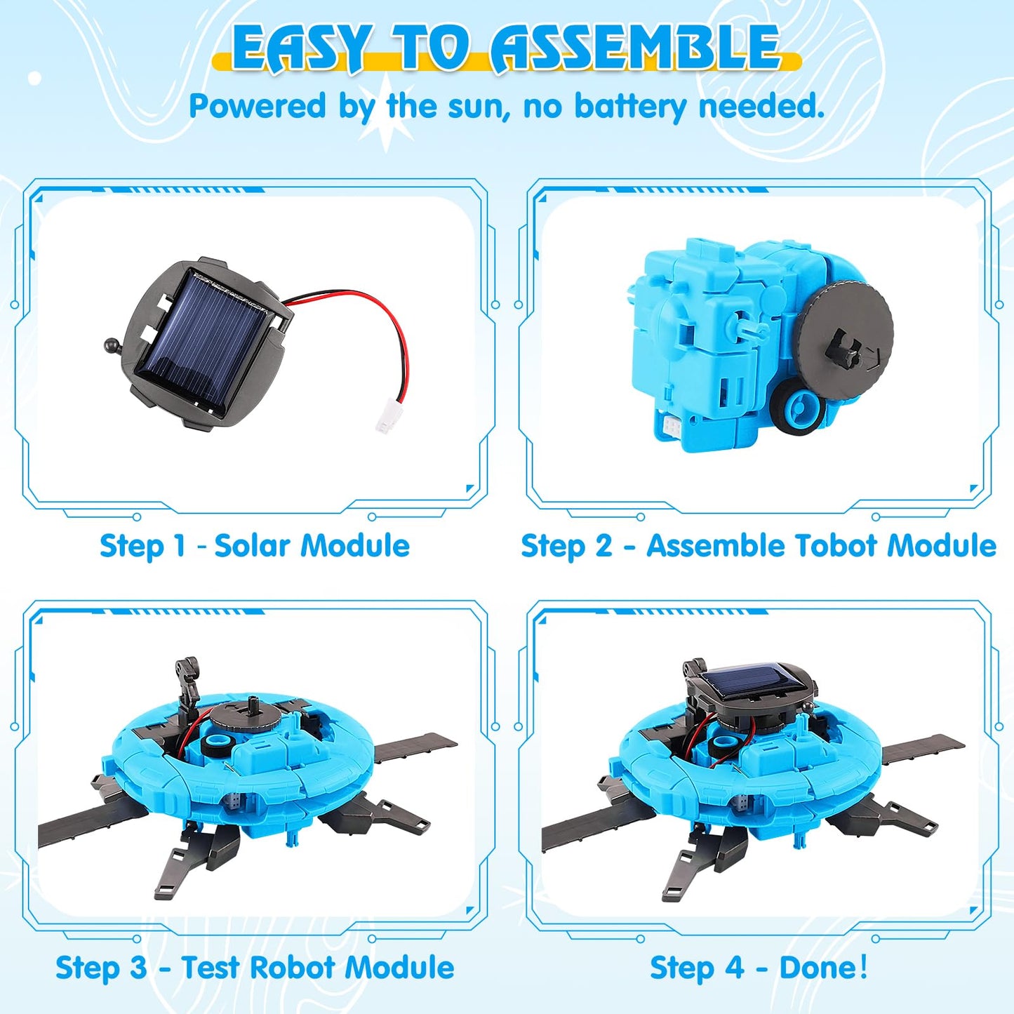 Playsheek Stem Projects For Kids Ages 8-12 Solar Robot Kit 6-In-1 Space Toys For 10-Year-Old Boy Girl Gift Building Toys Science Kits Christmas Birthday Gifts For 8 9 10 11 12 Year Old, White