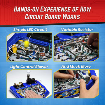 Playz Advanced Electrical Circuit Board Engineering Kit For Kids With 328+ Stem Projects On Electricity, Voltage, Currents, Resistance, & Magnetic Science | Gift For Children Age 8-13+