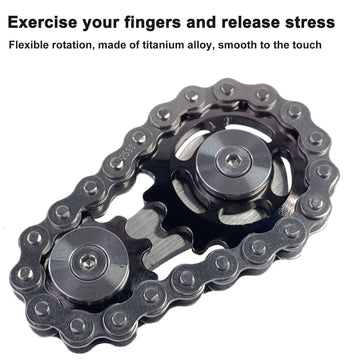 Bike Chain Gear Fidget Spinner Metal Sprocket Chain Fidget Toy Stress Anxiety Relief Fidget Toy Focus Finger Spinning Toy Stainless Steel Mechanics W/Smooth Bearings EDC Novelty Toy