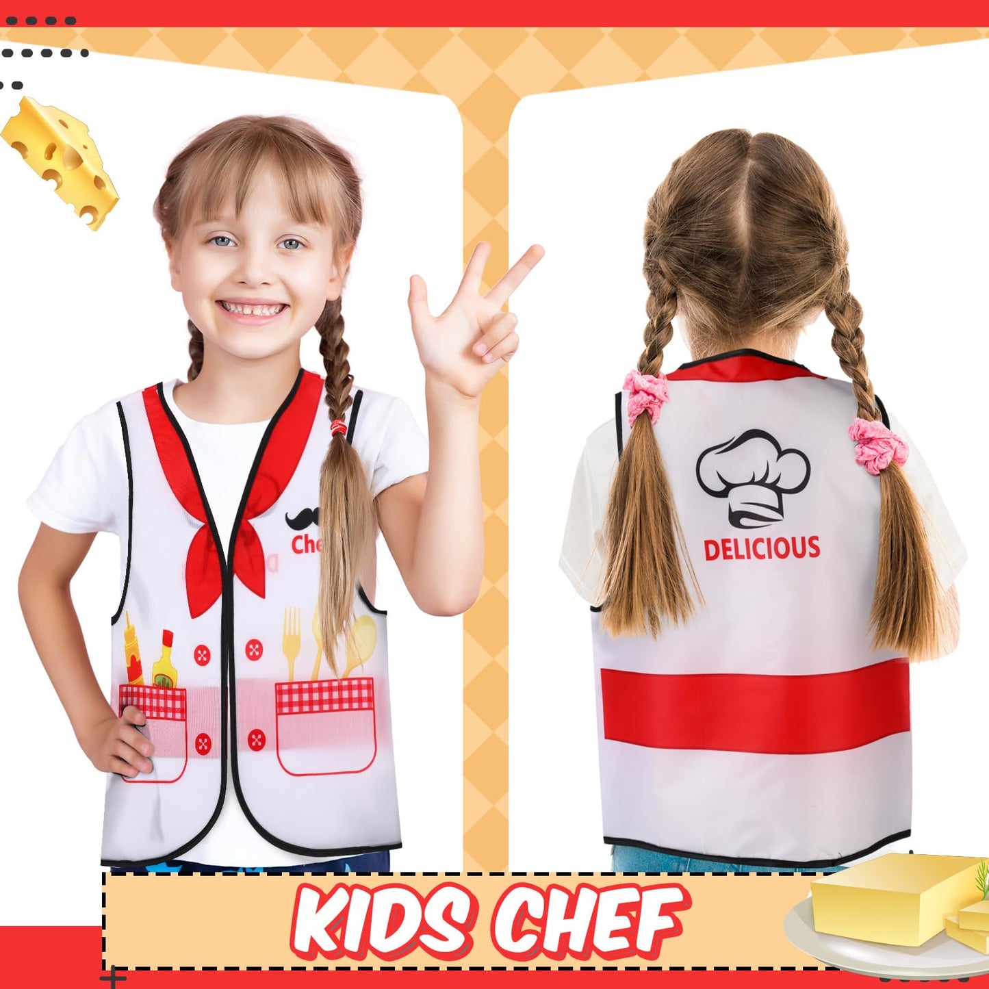 Panitay 12 Pcs Kids Community Helper Dress Up Vest, Boy & Girl Career Cosplay Party Costume For Toddlers Occupation Role Play(Ch
