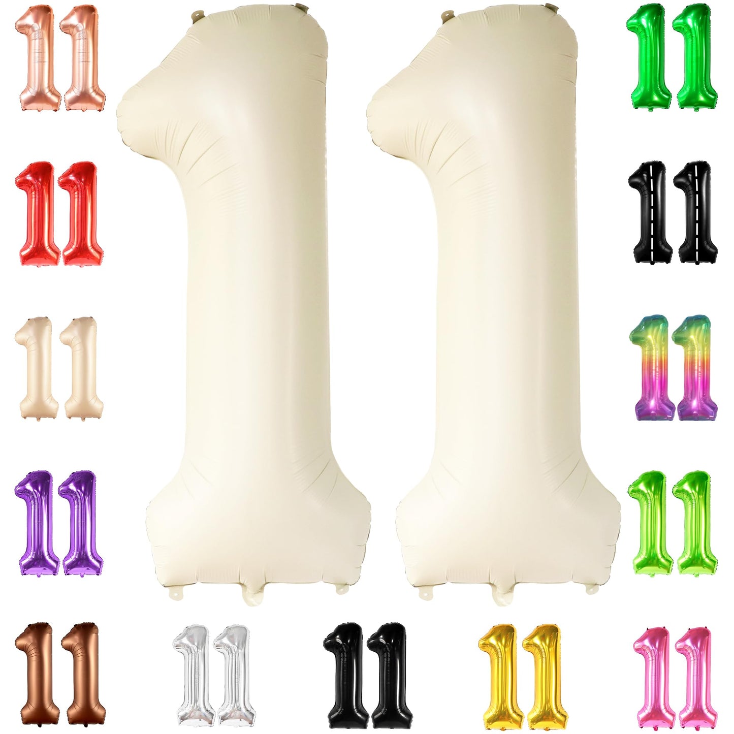 Katchon, Cream White Large Number 11 Balloon - 40 Inch | 11 Birthday Balloon Decor | 11Th Birthday Decorations For Party | Cream Number 11 Balloon | 11 Year Old Balloon, 11Th Anniversary Balloon Dècor