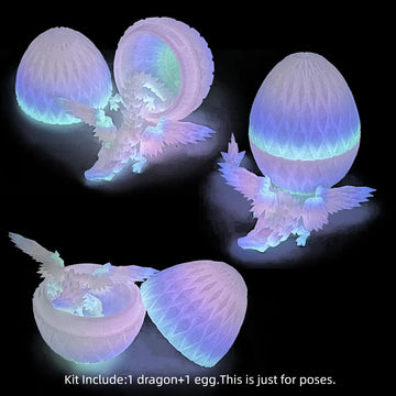 Flavery 3D Printed Dragon Egg - Flying Dragon In Diamond Egg, Flexible Winged Dragon Inside, Mystery Dragon Eggs Gift, Desk Deco