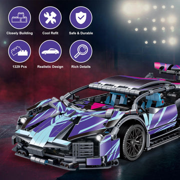 WINGIFT 1329 Piece Sports Car Building Blocks Toys Boys or mature-themeds Kits 1:14 Race Car Model Building Set mature-themed Collectible Model Cars Set to Build STEM Super Cars Sets for Boys Girls Age 6-12 8-14