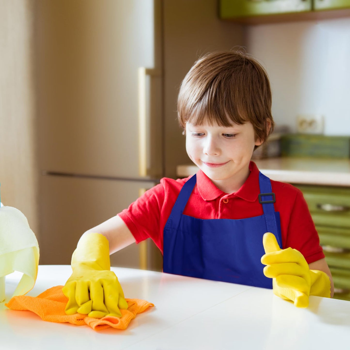 Imerago 15 Pcs Kids Aprons With Pockets Adjustable Chef Painting Aprons Bulk For Girls Boys Aged 6-13 Cooking Baking Crafting Bl