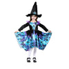 Sincere Party Deluxe Blue Witch Costume With Hat For Girls 7-8Years
