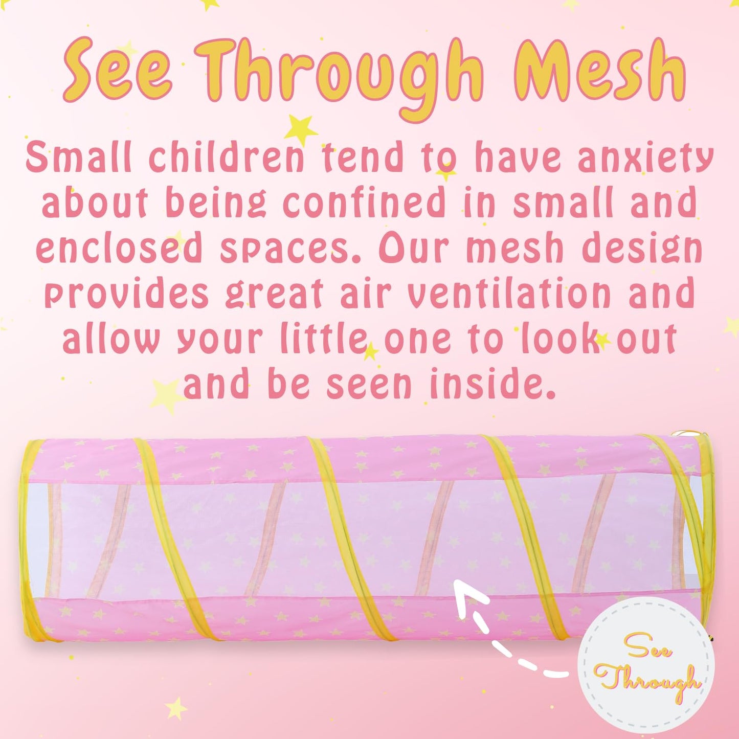 Kids Play Tunnel, Tunnel for Toddlers 1-3, Pop Up Crawl Tunnel Toy for Infant Baby Children Mesh See Through, Collapsible Tent G