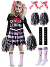 Zombie Cheerleader Halloween Costume For Girls, Bloody Scary Dead Cheerleader Costumes For Make Up Party For Kids Age 8-10, Disf