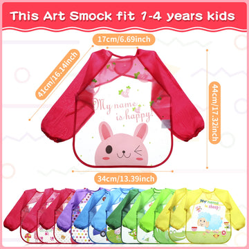 Jagely 12 Pcs Kids Art Smocks Toddler Smock Waterproof Painting Aprons Children Apron With Long Sleeve Washable Bib For Baby Eat