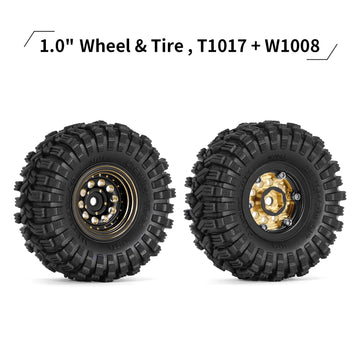 INJORA Black Coating Brass 1.0 Beadlock Wheel Tires Set for Axial SCX24 AX24 TRX4M FCX24 Upgrade 1/24 1/18 RC Crawler Car(Black)