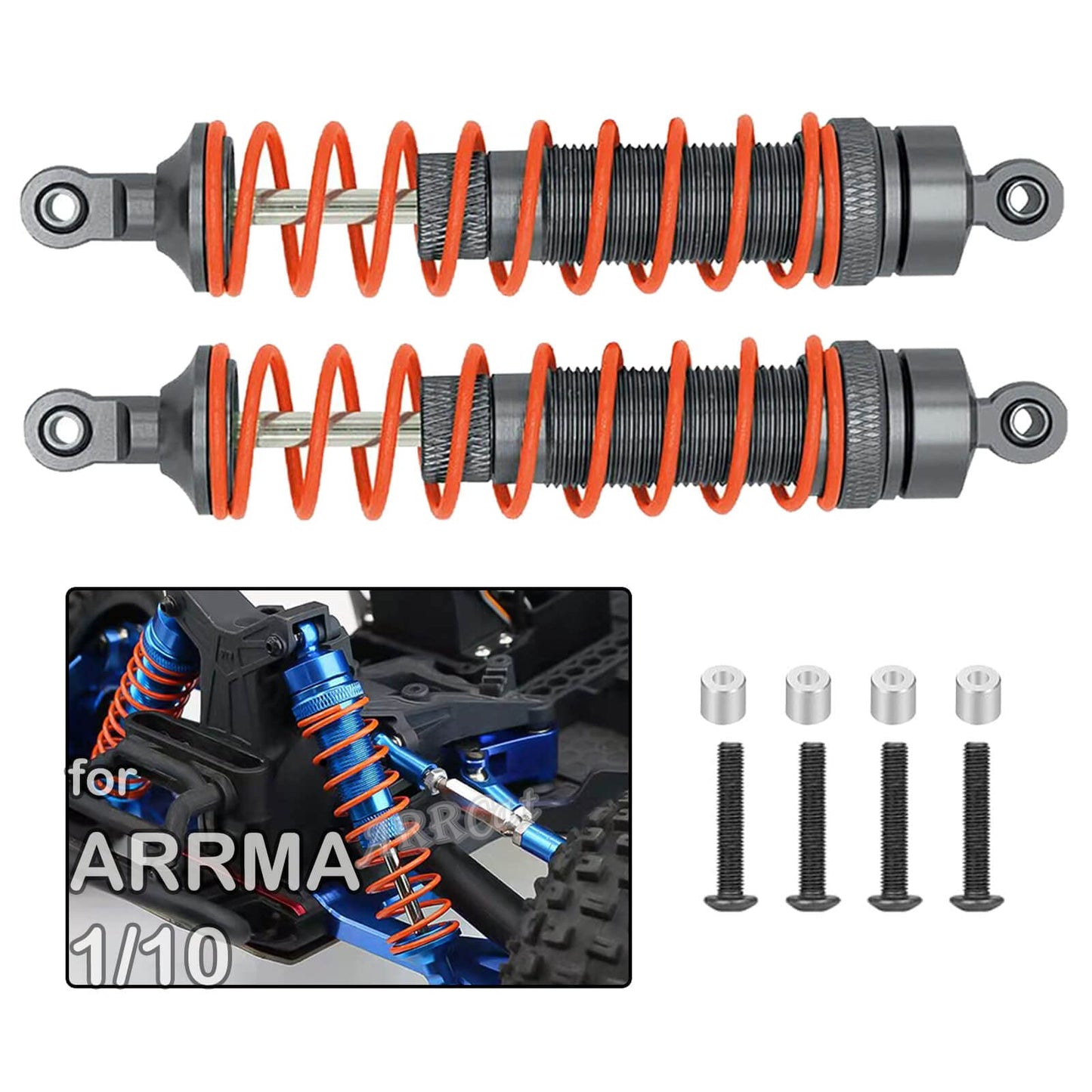 ARRCat 2PCS Front Shocks Upgrade Parts for 1/10 Arrma Bigrock 4X4 Granite 4X4 Senton 4X4 Vorteks 4X4 Typhon 4X4 RC Truck,Full Al