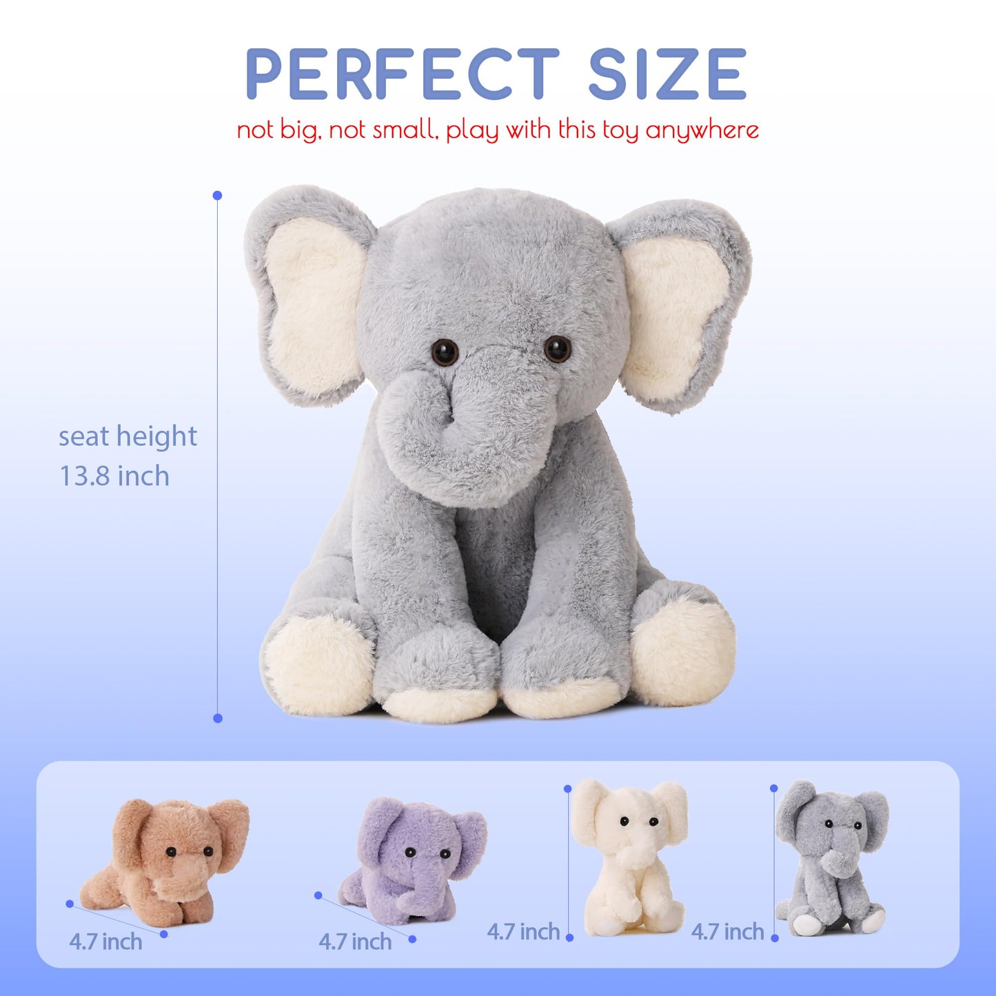 5 Pieces Elephant Stuffed Animals For Girls,1 Mommy Elephant With 4 Babies,Plush Elephant Stuffed Toy Gifts For Kids 3 4 5 6 7 8