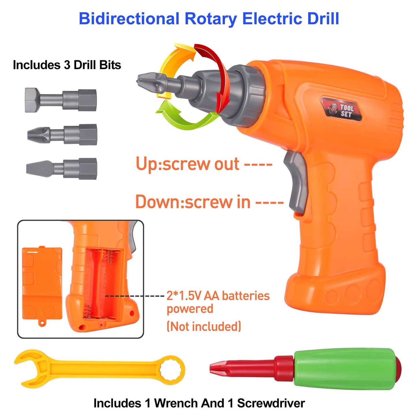 Haifeng 223 Pieces Kid Screwdriver Toy Set, Create and Design Drill kit, Magic Play Toolbox for Kids, Game Activities Center for