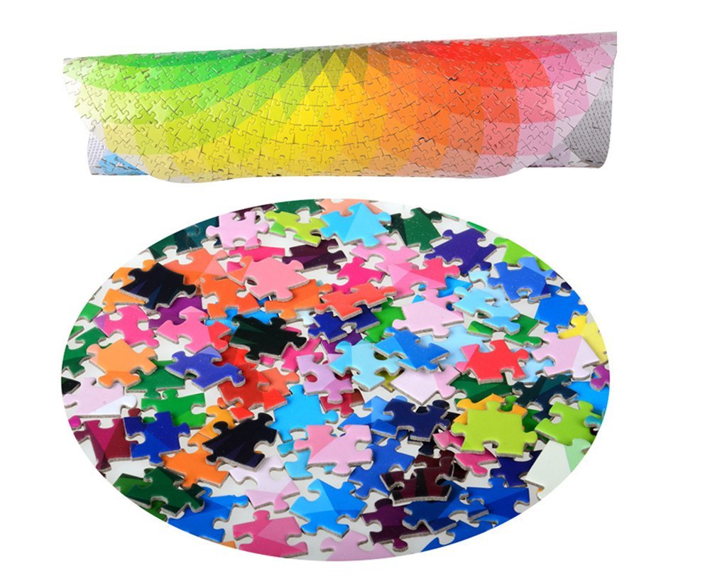 Lrrh 1000 Pcs Round Jigsaw Puzzles Rainbow Palette Intellectual Game For Adults And Kids