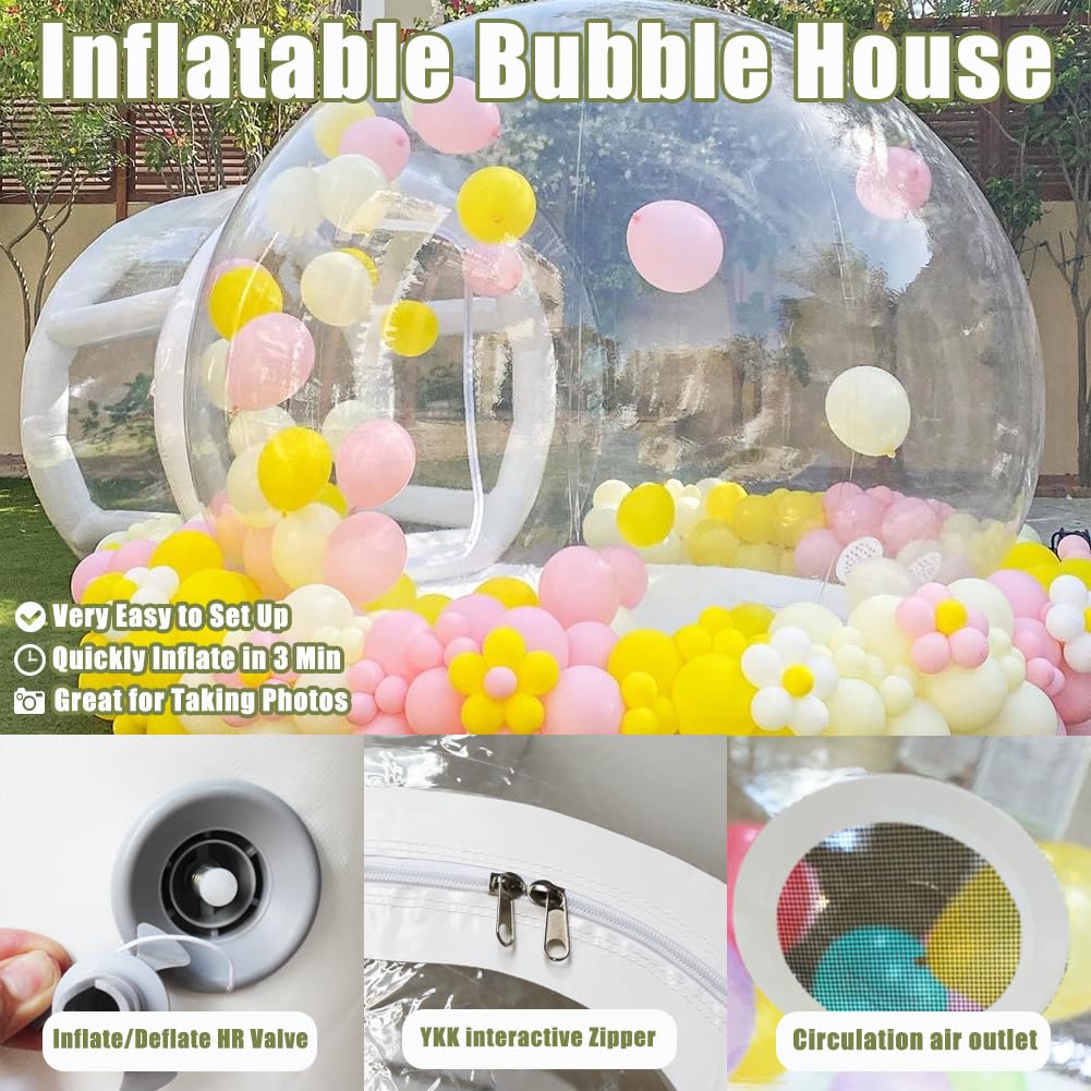 Inflatable Bubble House For Kids, 10Ft Clear Blow Up Balloon Dome With 6'L Tunnel, Outdoor Transparent Commercial Grade Pvc Bubb