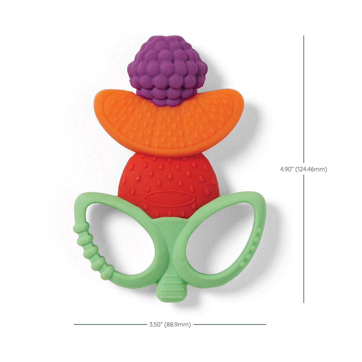 Infantino Lil' Nibbles Textured Silicone Teether -Sensory Exploration And Teething Relief With Easy To Hold Handles, Multicolor