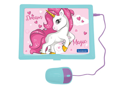 Lexibook - Unicorn Educational And Bilingual Laptop Spanish/English - Toy For Children With 124 Activities To Learn Mathematics, Dactylography, Logic, Clock Reading, Play Games And Music - Jc598Unii2