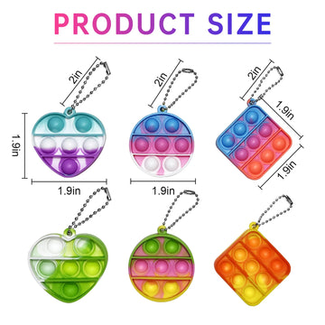 108 Pcs Mini Pop Keychain Fidget Toys,3 Shape Pop Fidget Toys Its Party Favors Kids Toys Fidgets Packs Sensory Toys Stress Toys