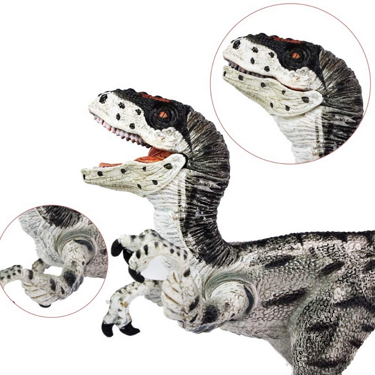 Gemini&Genius Velociraptor Dinosaur Toy For Kids, Raptor Dinosaur Action Figure With Movable Jaw And Hands, Realistic Dino World Toy As Gift And Collection Model For Kids Todders