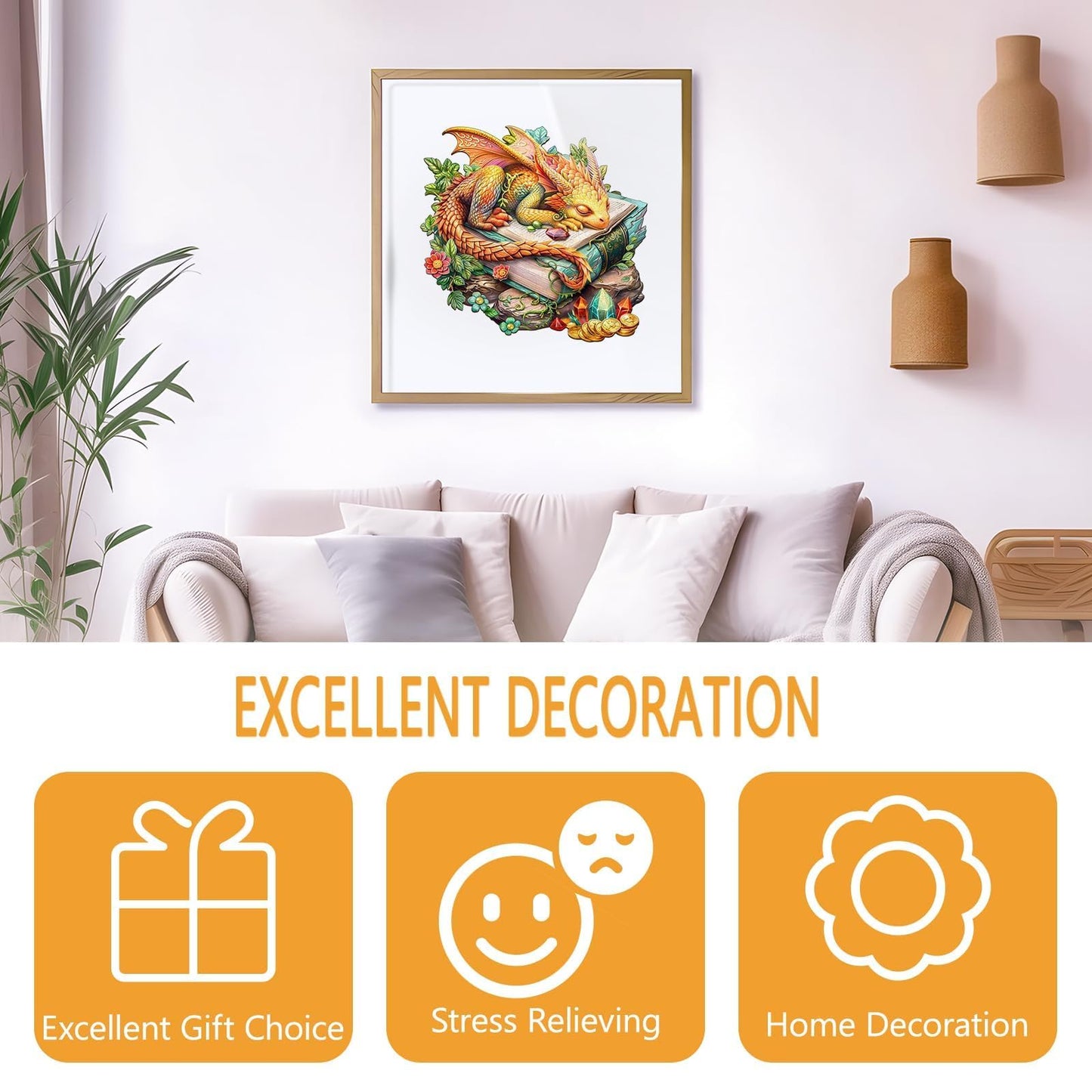 Wooden Puzzles For Adults - Sleeping Dragon Wooden Puzzle, Unique Shape Wooden Jigsaw Puzzles For Adults 470 Piece, Wood Puzzles