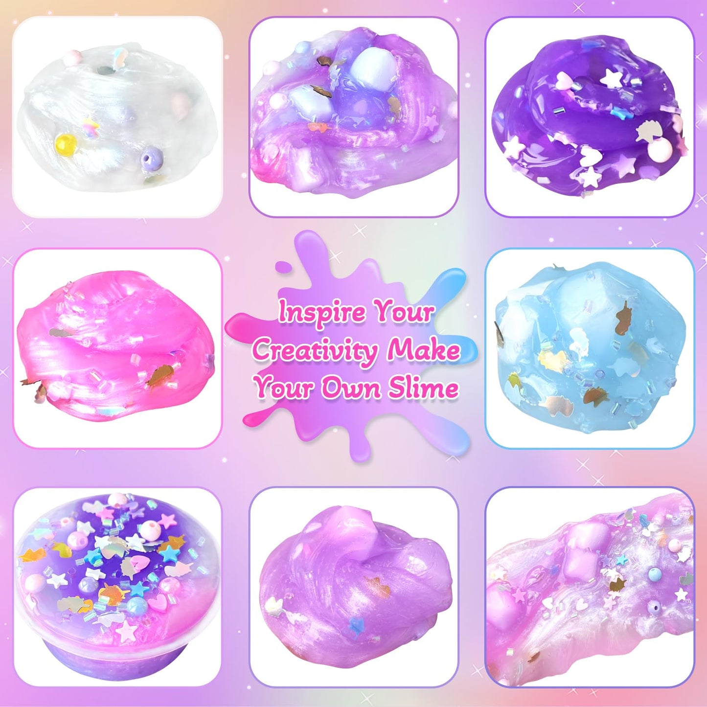 Unicorn Slime Kit For Girls Diy Slime Making Kit With Glitter Add Ins Foam Jelly Cubes Christmas Birthday Party Favors Present C