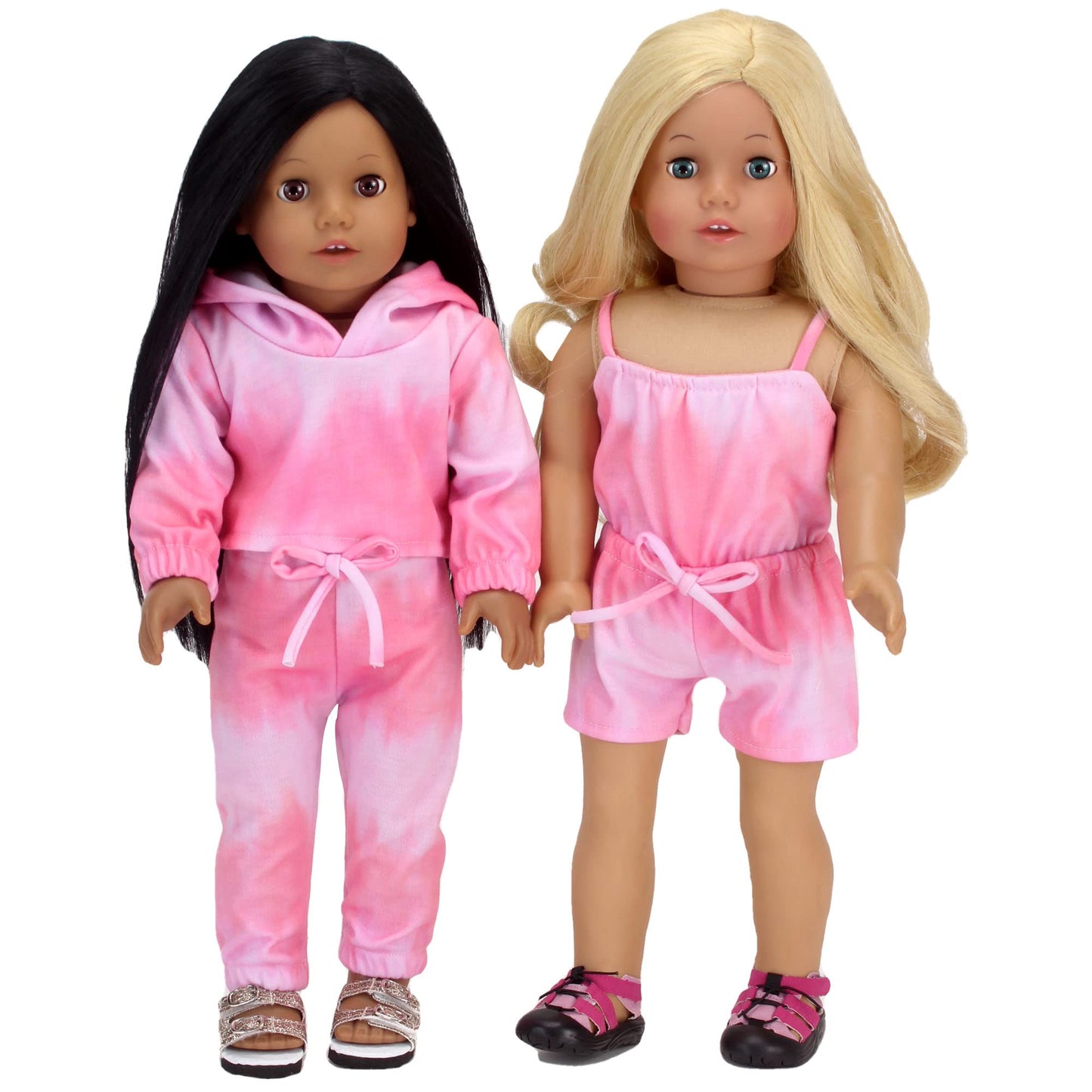 Sophia'S 18' Doll Pink Tie Dye Romper With Cinched Waist