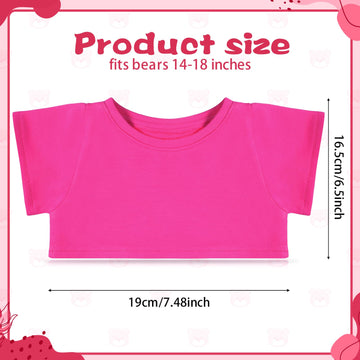 Roundfunny Bear Tee Shirt Fit 14-18Inch Bear Clothes Stuffed Animal Clothes Shirt Basic Stuffed Bears Dolls Shirt, Pink