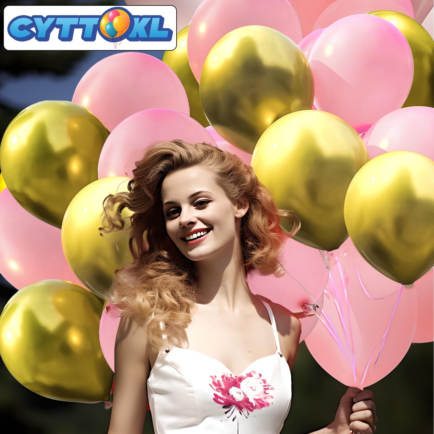 Cyttokl Pink And Gold Balloons 12 Inch 100 Pack Matte Light Pink Matellic Gold Chrome Latex Helium Balloons For Birthday Wedding